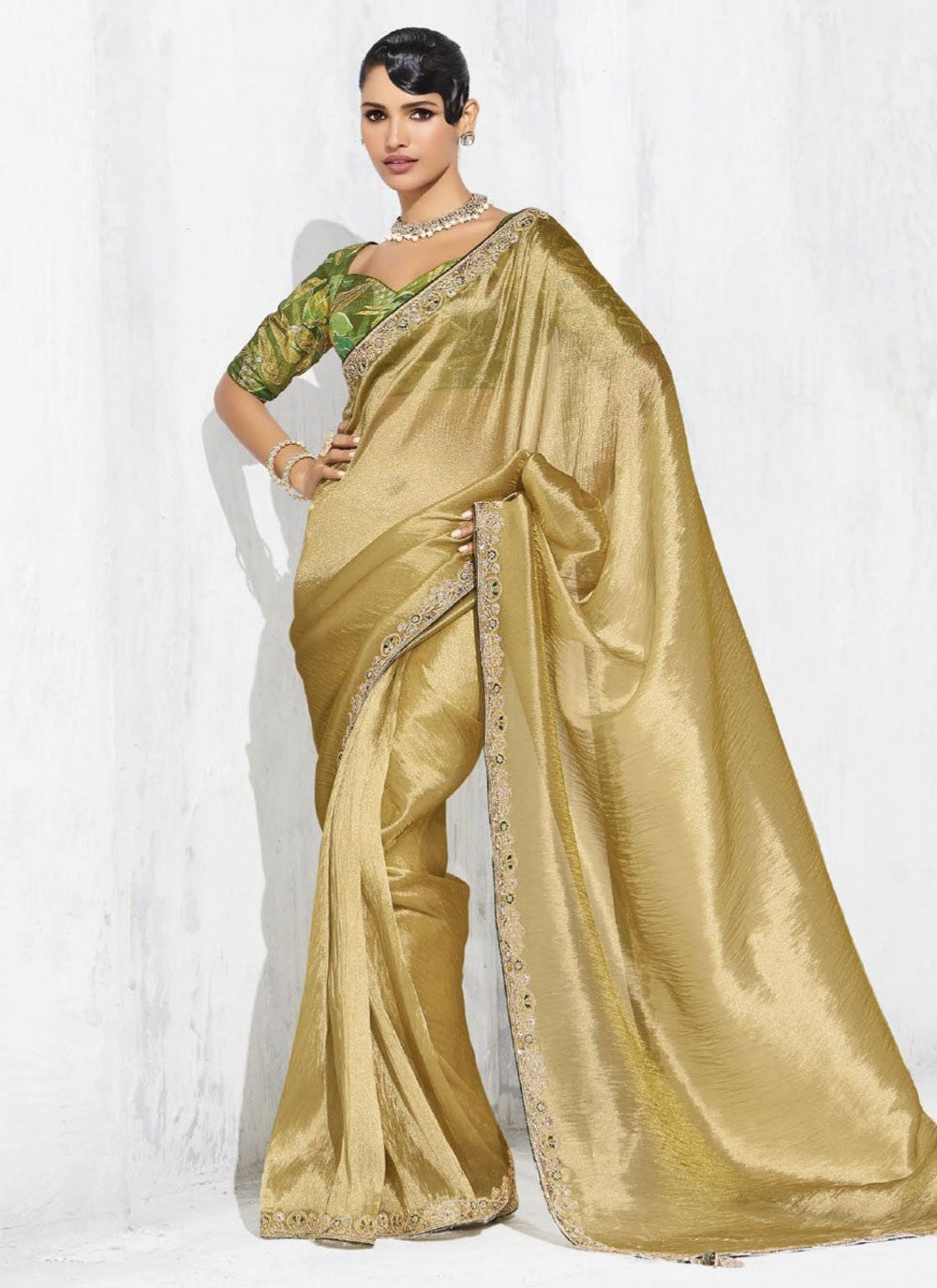 Sea Green Fancy Fabric Contemporary Saree Border Work, Embroidered S19802