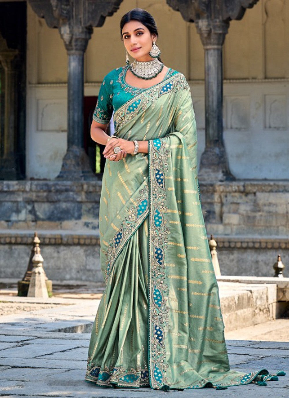 Classic Embroidered Silk Saree - S3890