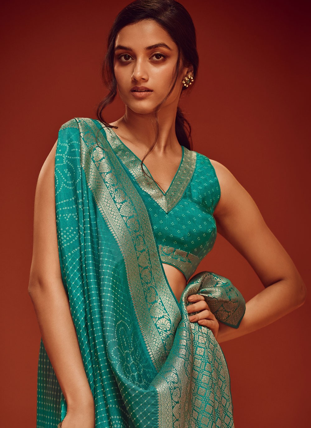 Classic Digital Print Viscose Saree - S4243
