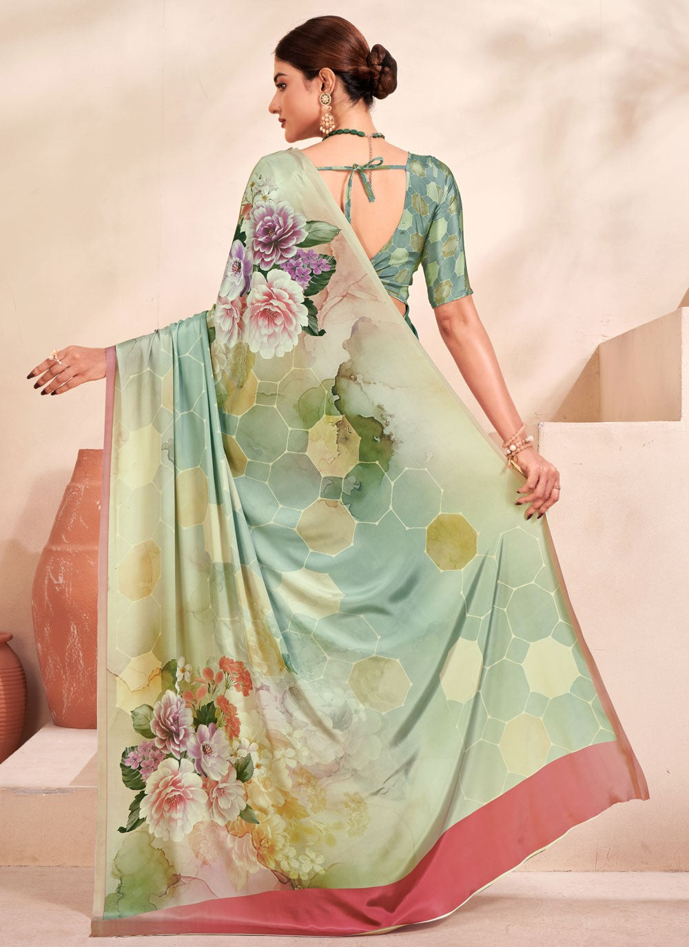 Classic Digital Print Crepe Silk Saree - S7514