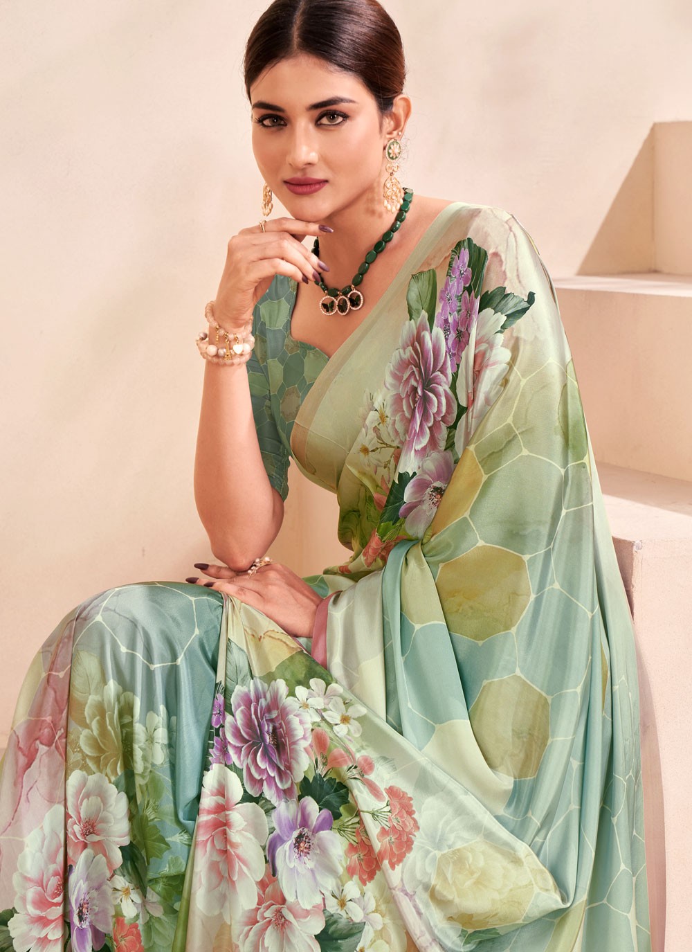 Classic Digital Print Crepe Silk Saree - S7514