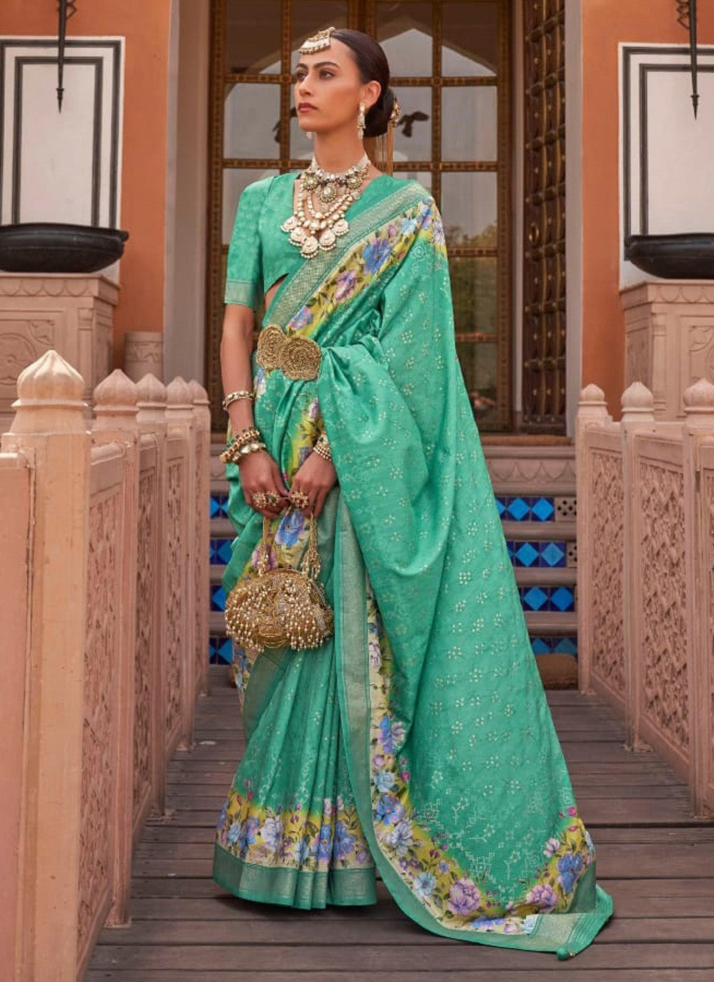 Classic Digital Print Silk Saree - S3898
