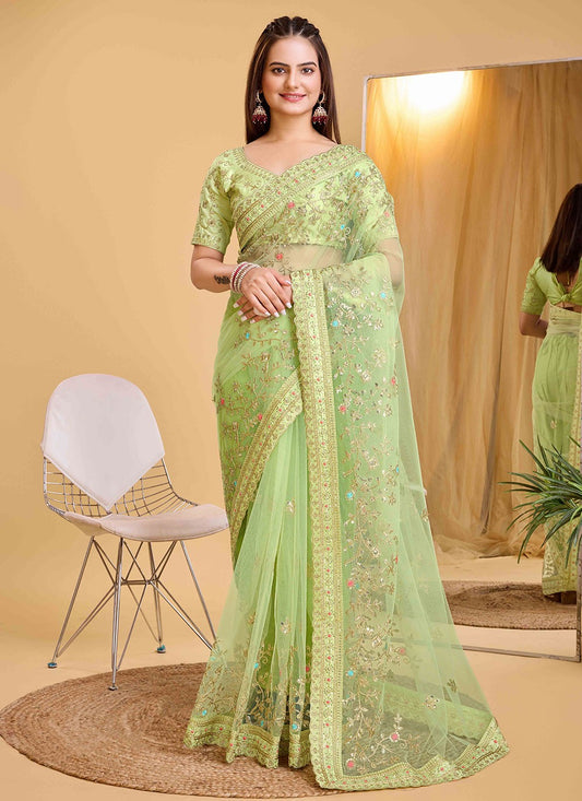 Contemporary Embroidered Silk Saree - S5596