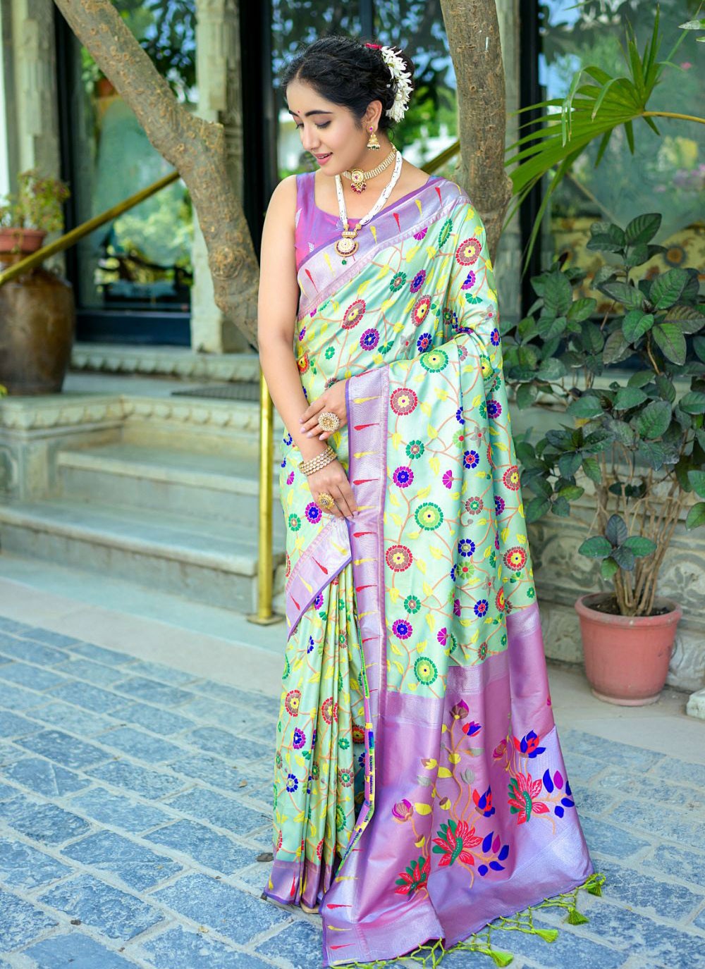 Classic Meenakari Kanjivaram Silk Saree - S4363