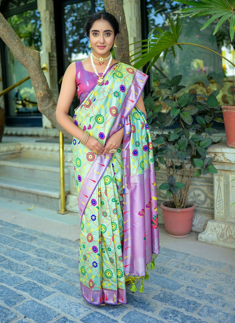 Classic Meenakari Kanjivaram Silk Saree - S4363