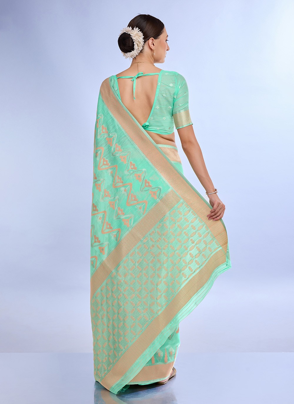 Classic Jacquard Work Linen Saree - S7620