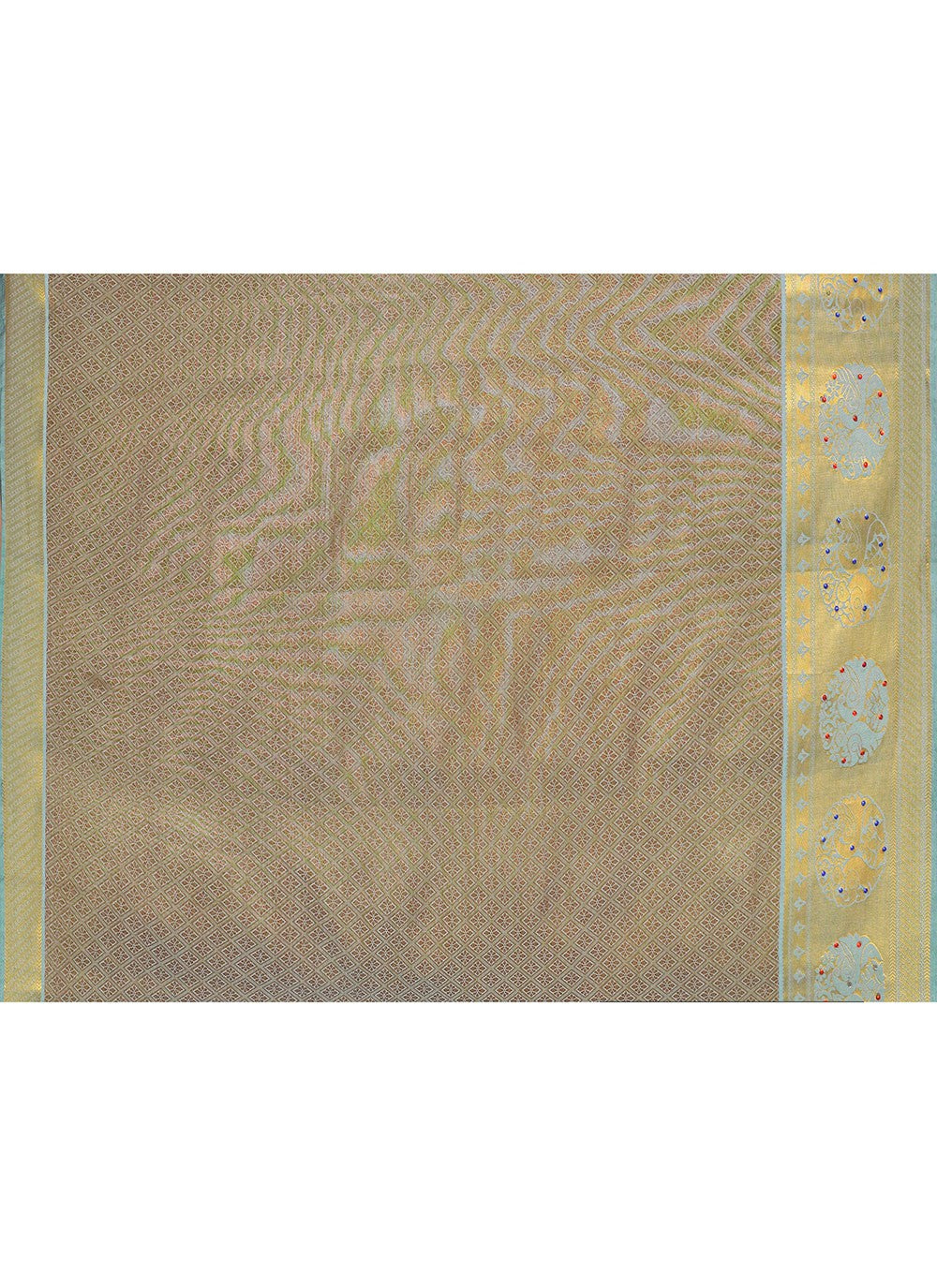 Classic Saree Hand Embroidery Sea Green Kanjivaram Silk Saree S13102