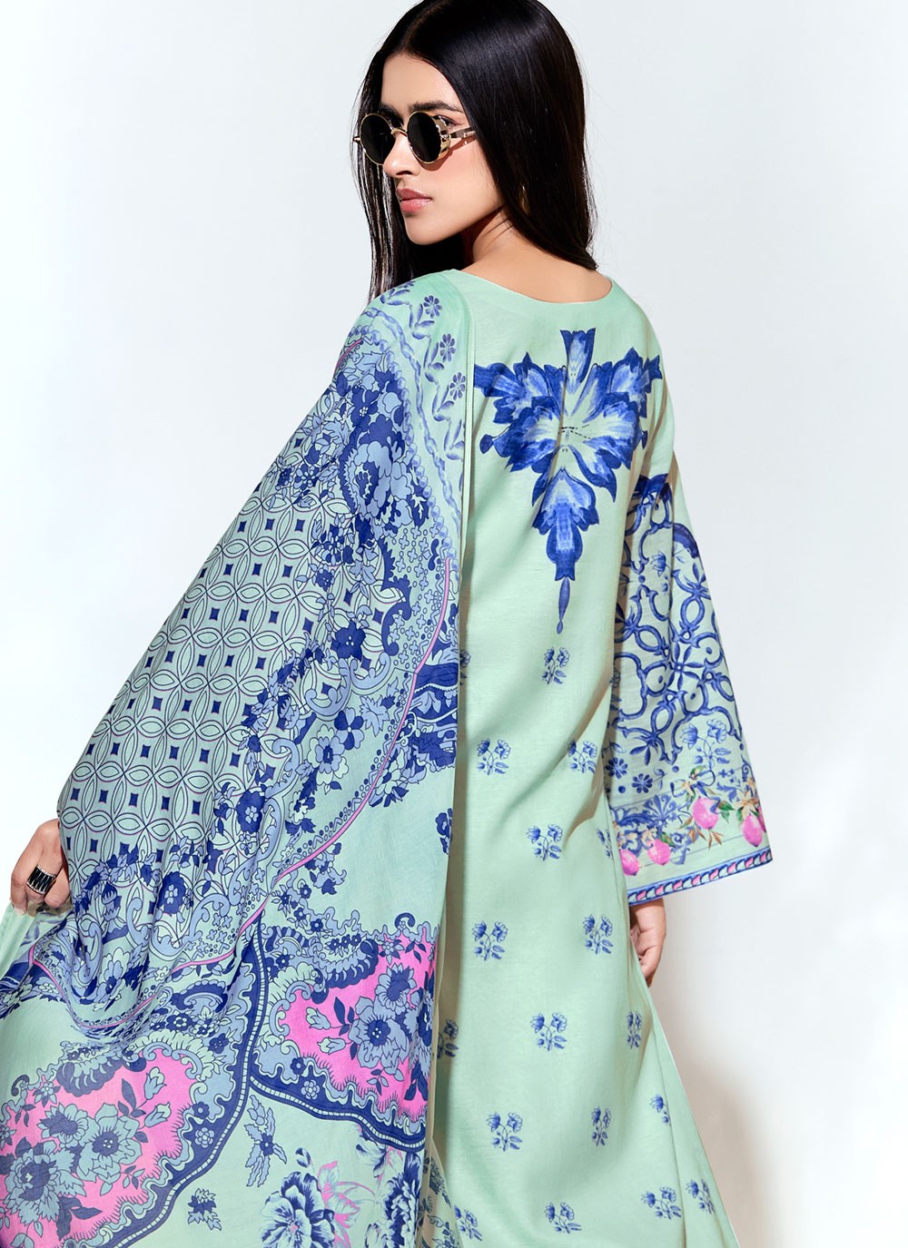 Digital Print Linen Sea Green Salwar Suit T6112