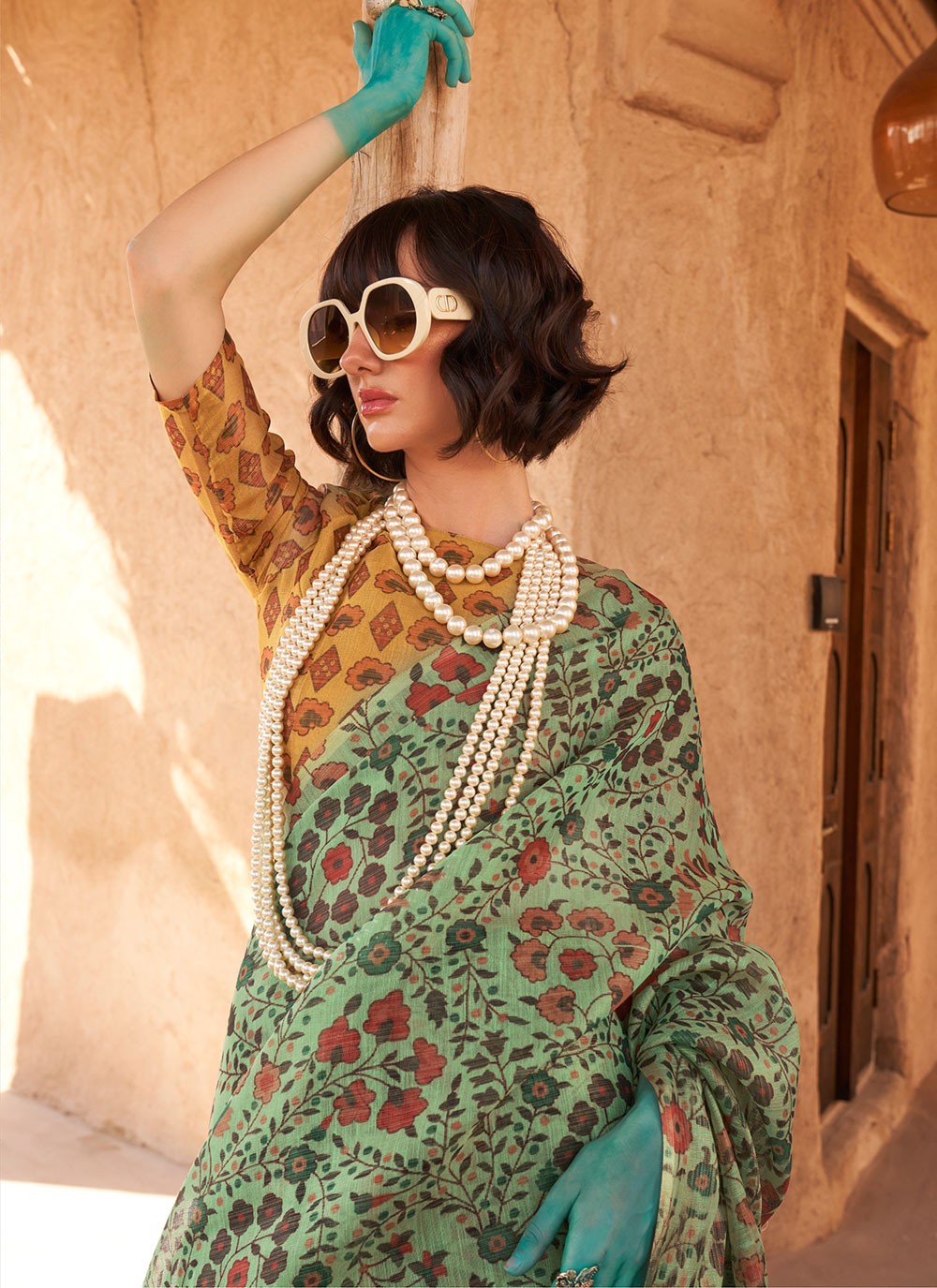 Classic Printed Tissue Saree - S6082