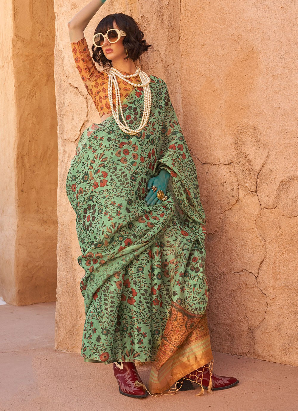 Classic Printed Tissue Saree - S6082