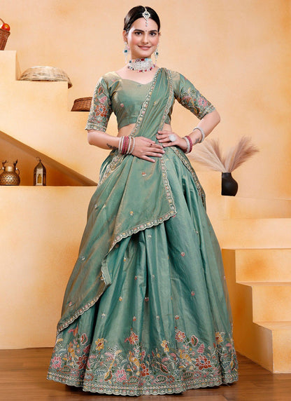 Georgette Festival, Mehandi & Sangeet A - Line Lehenga L3549