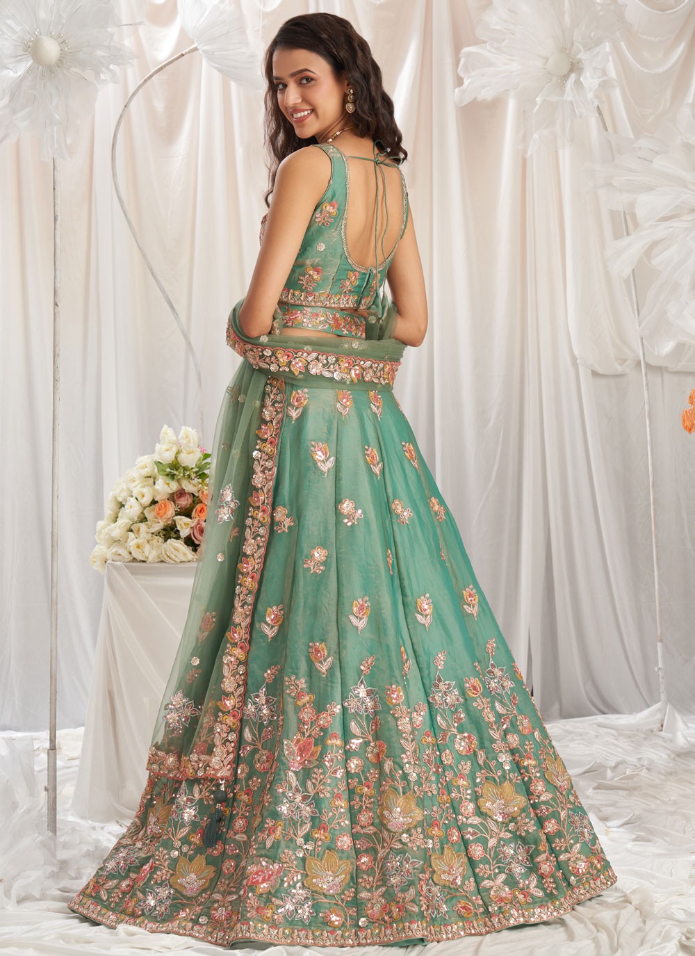 Embroidered Organza A - Line Lehenga - L2416