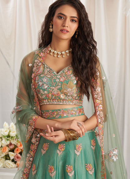 Embroidered Organza A - Line Lehenga - L2416