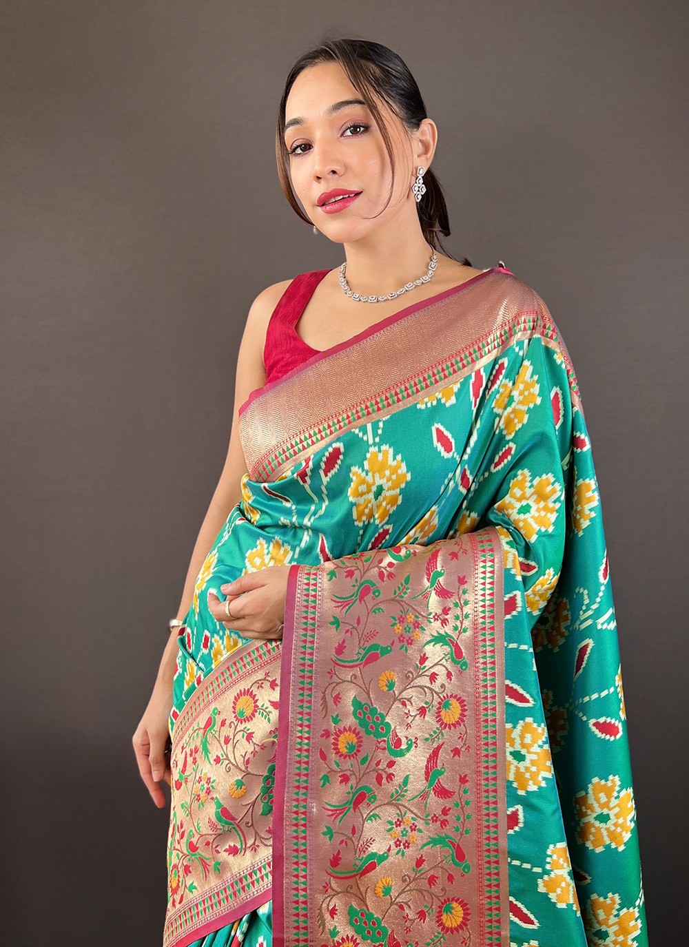 Classic Saree Printed Sea Green Silk Saree S13705