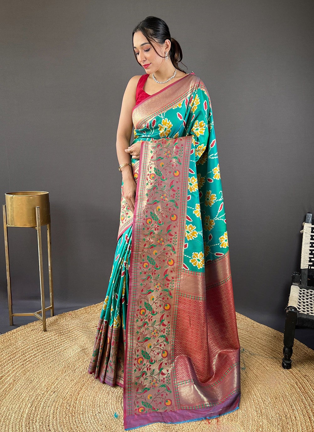 Classic Saree Printed Sea Green Silk Saree S13705