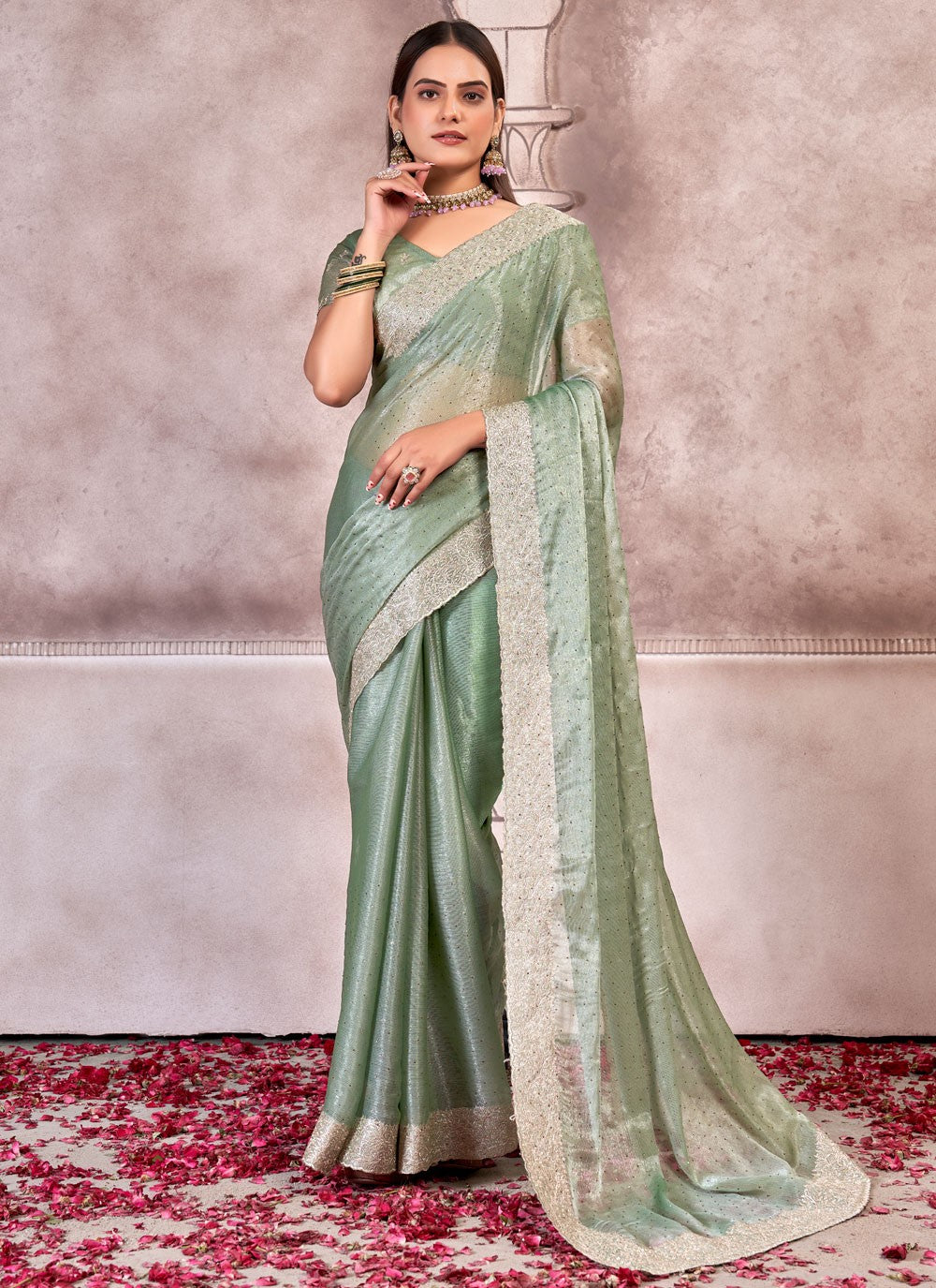 Classic Embroidered Chiffon Saree - S7304