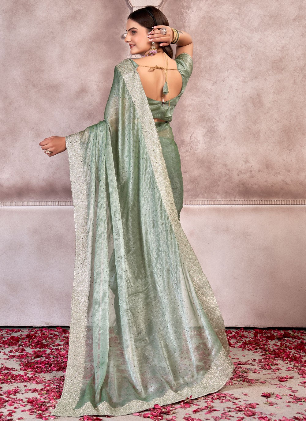 Classic Embroidered Chiffon Saree - S7304