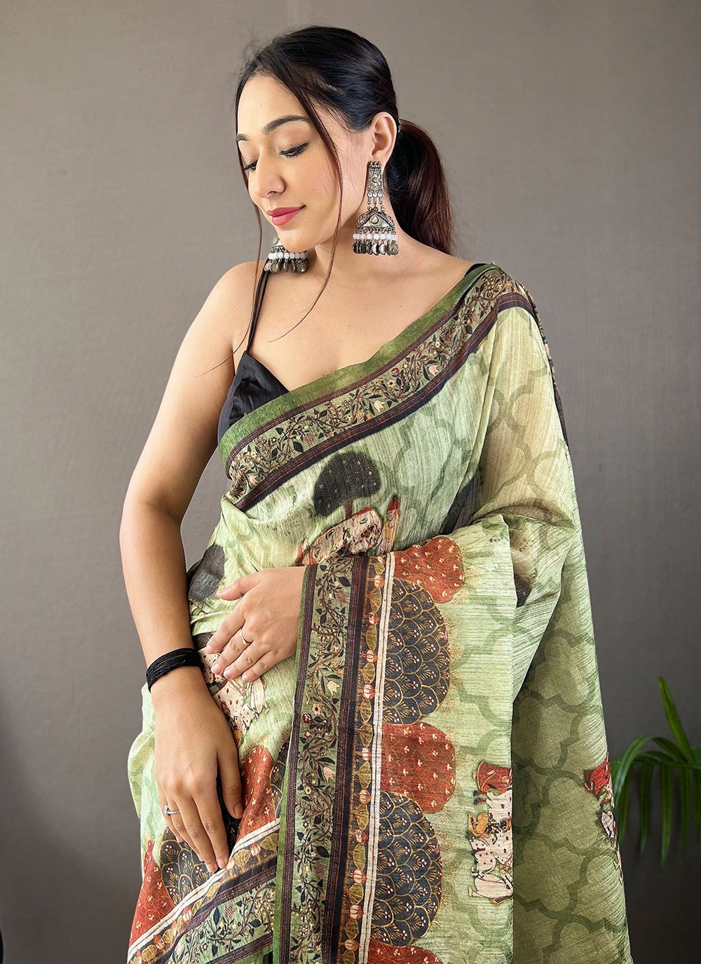 Classic Printed Tussar Silk Saree - S5419