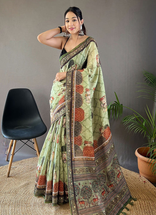 Classic Printed Tussar Silk Saree - S5419