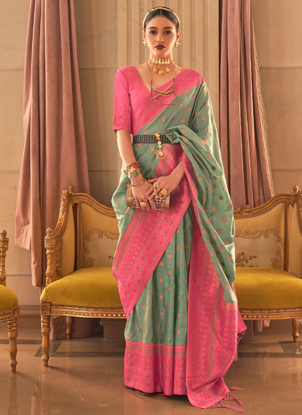 Designer Weaving Zari Handloom Silk Saree - S3100