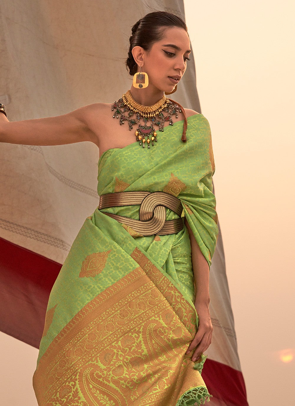 Trendy Weaving Zari Satin Saree - S3256