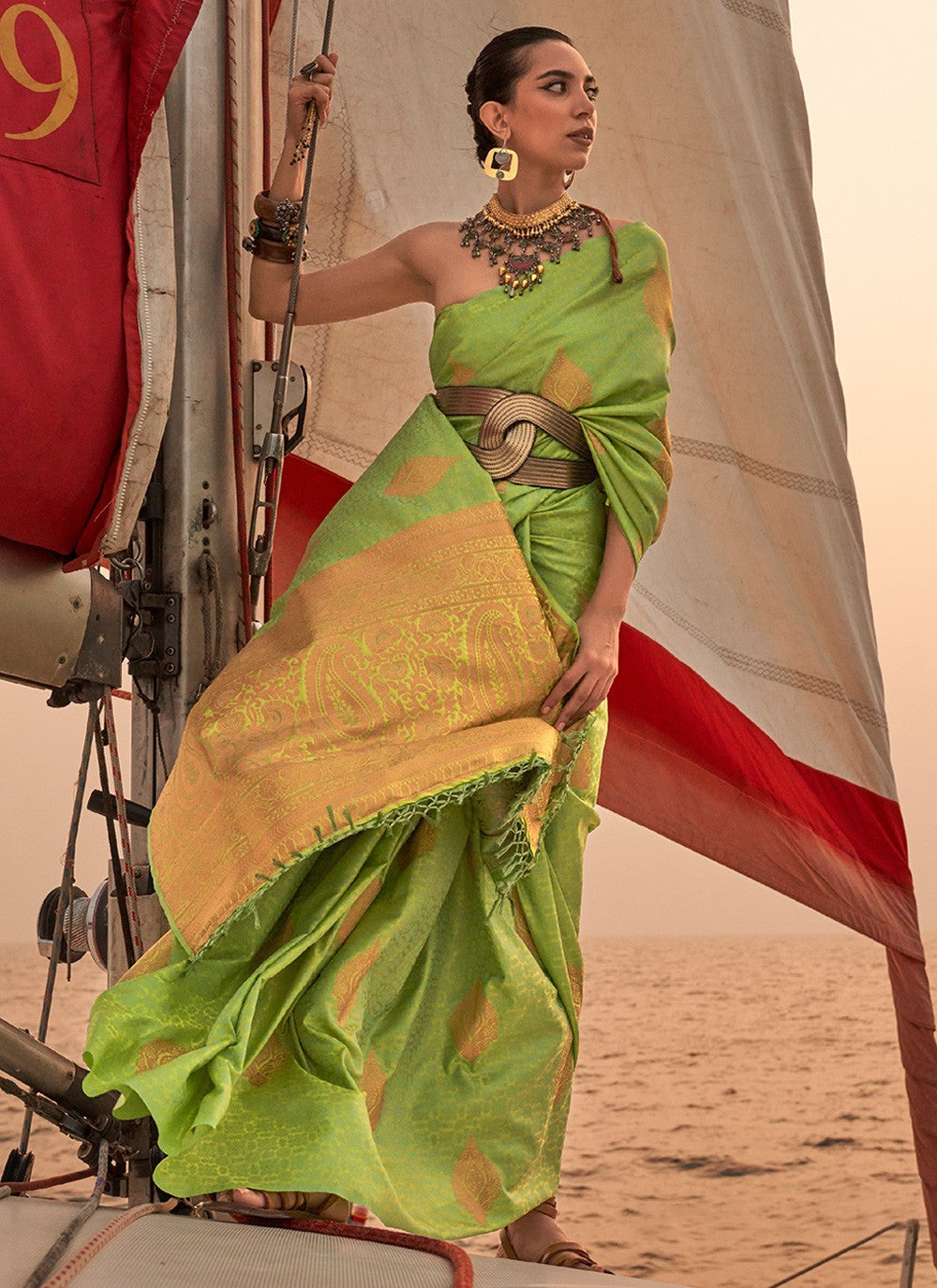 Trendy Weaving Zari Satin Saree - S3256