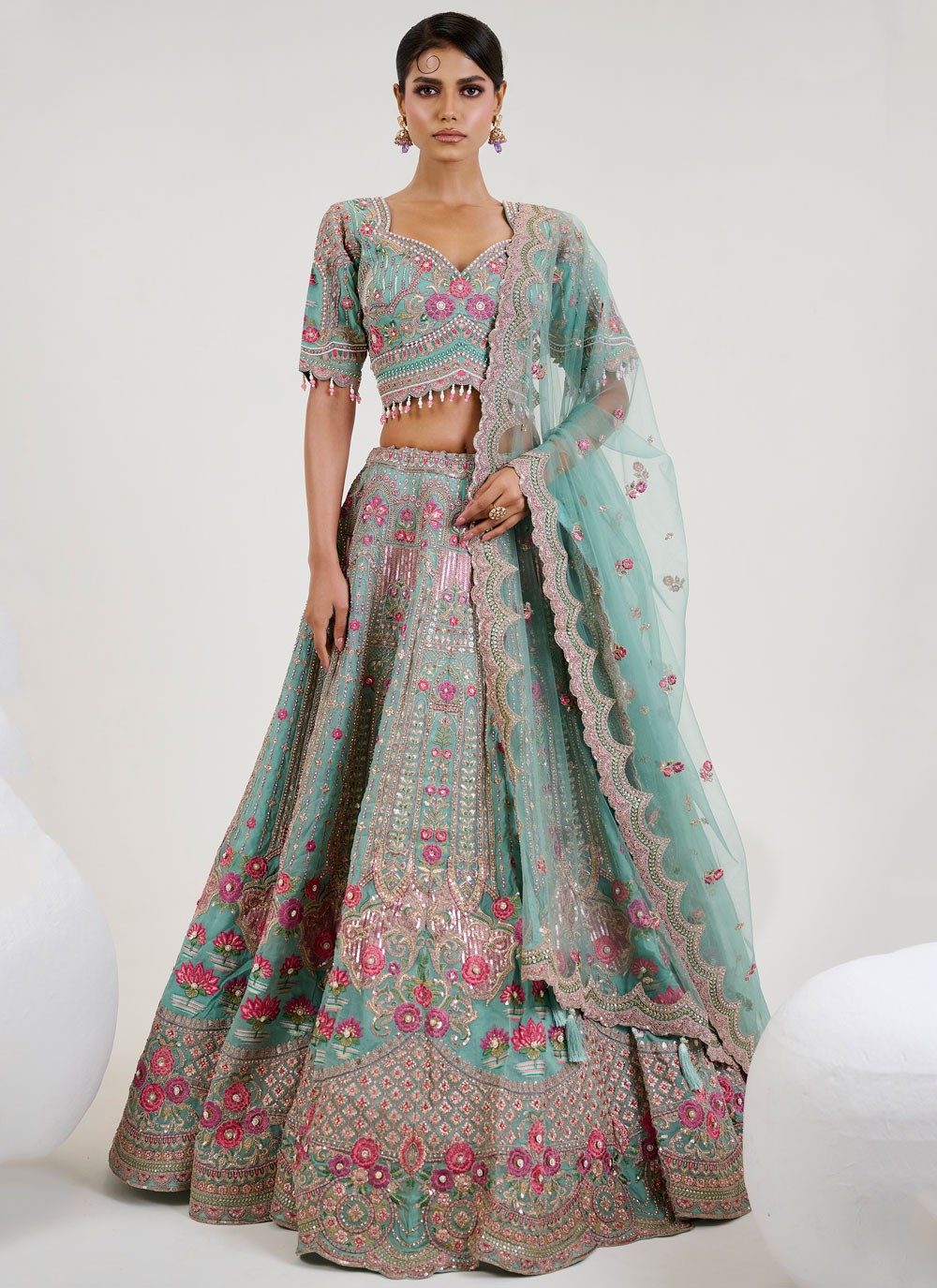 Embroidered Silk Readymade Lehenga Choli - L2801