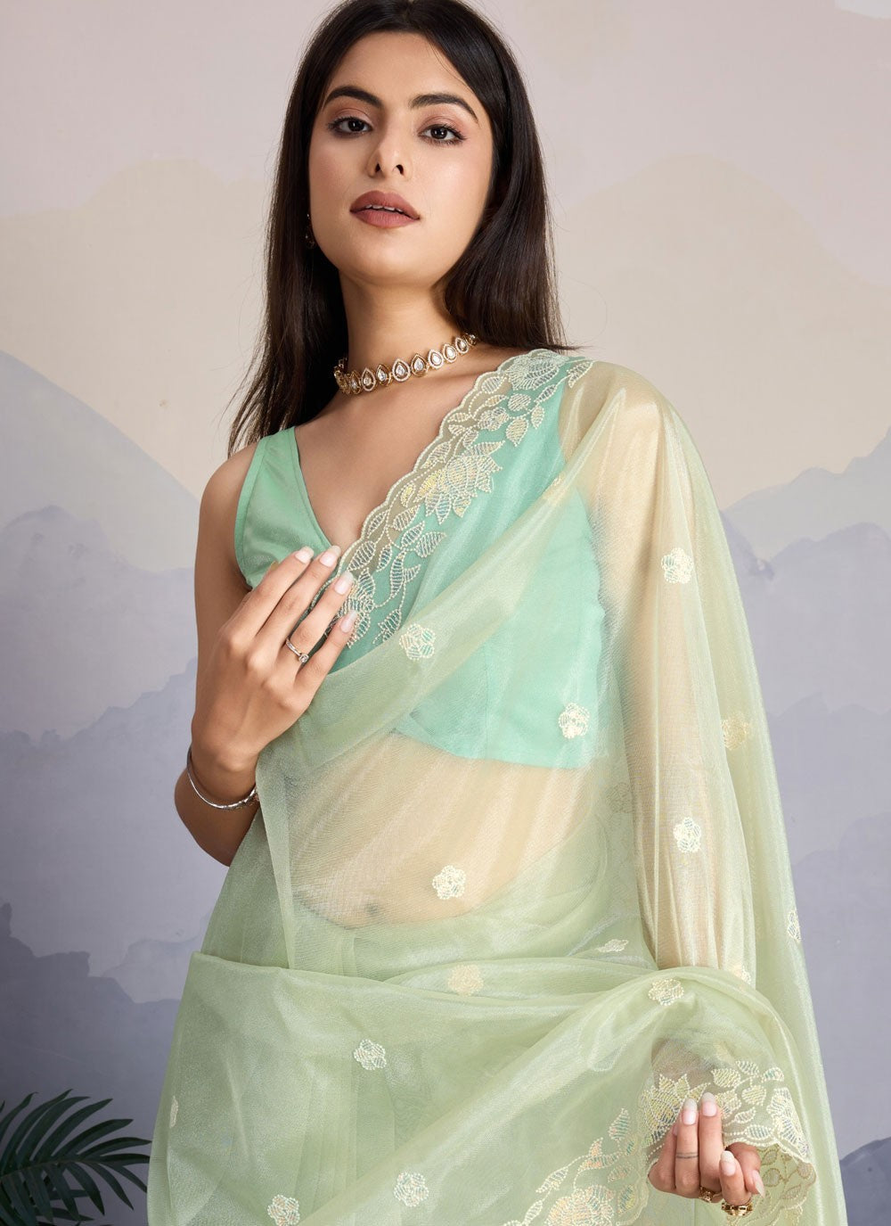 Classic Cut Work Silk Saree - S8137