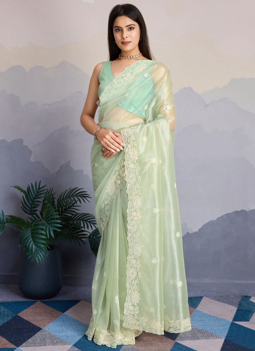 Classic Cut Work Silk Saree - S8137