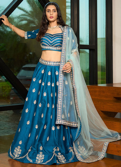 Embroidered Art Silk A - Line Lehenga - L2951