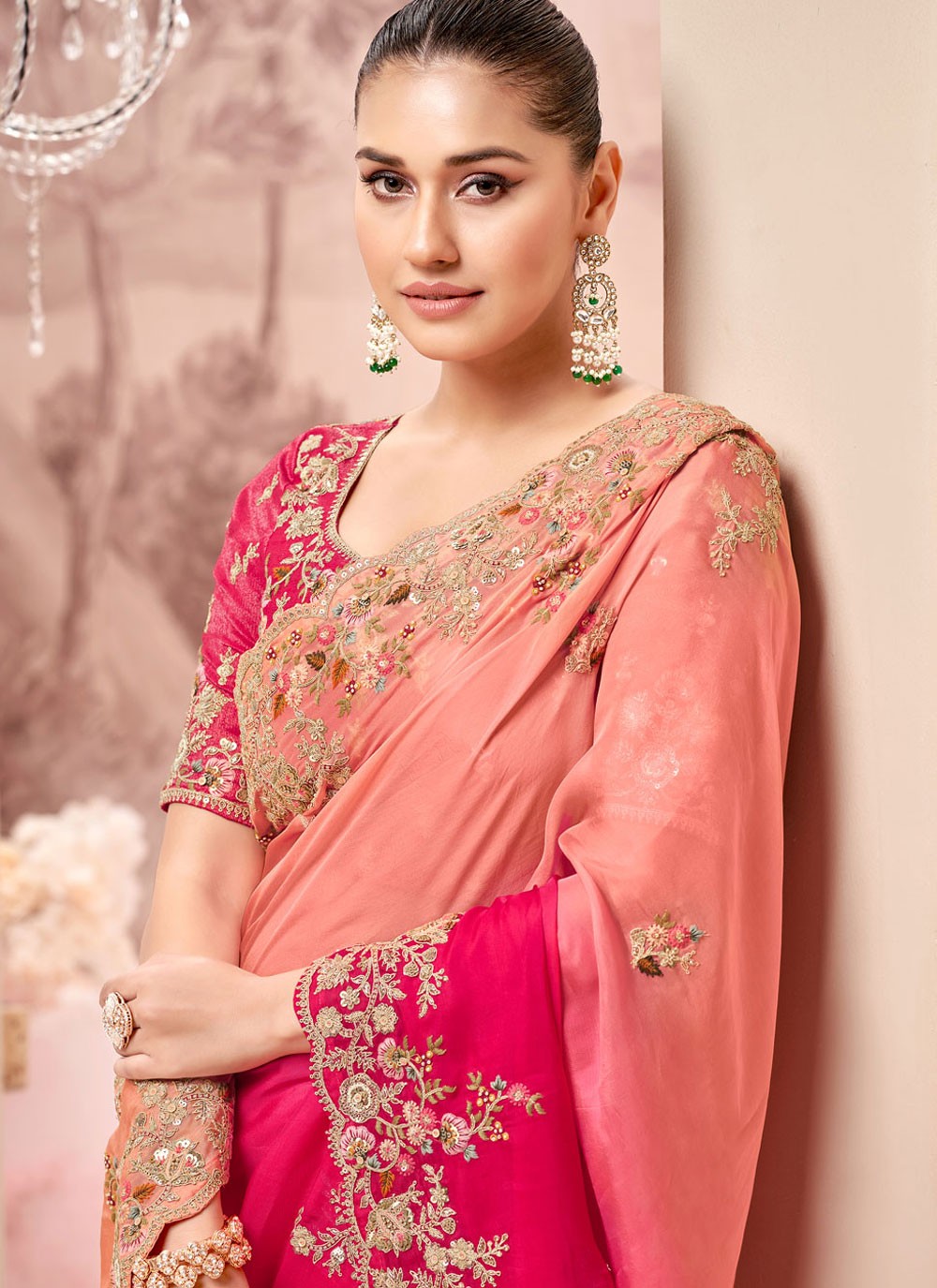 Classic Embroidered Viscose Saree - S8876