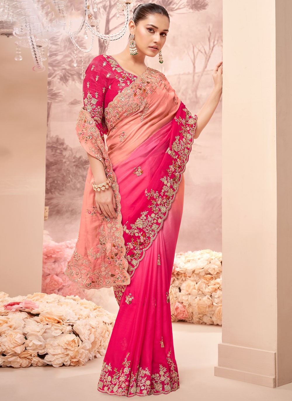 Classic Embroidered Viscose Saree - S8876