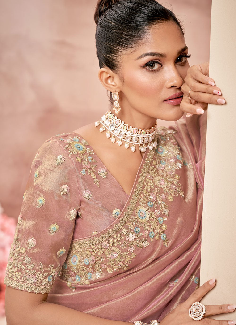Classic Embroidered Viscose Saree - S8876