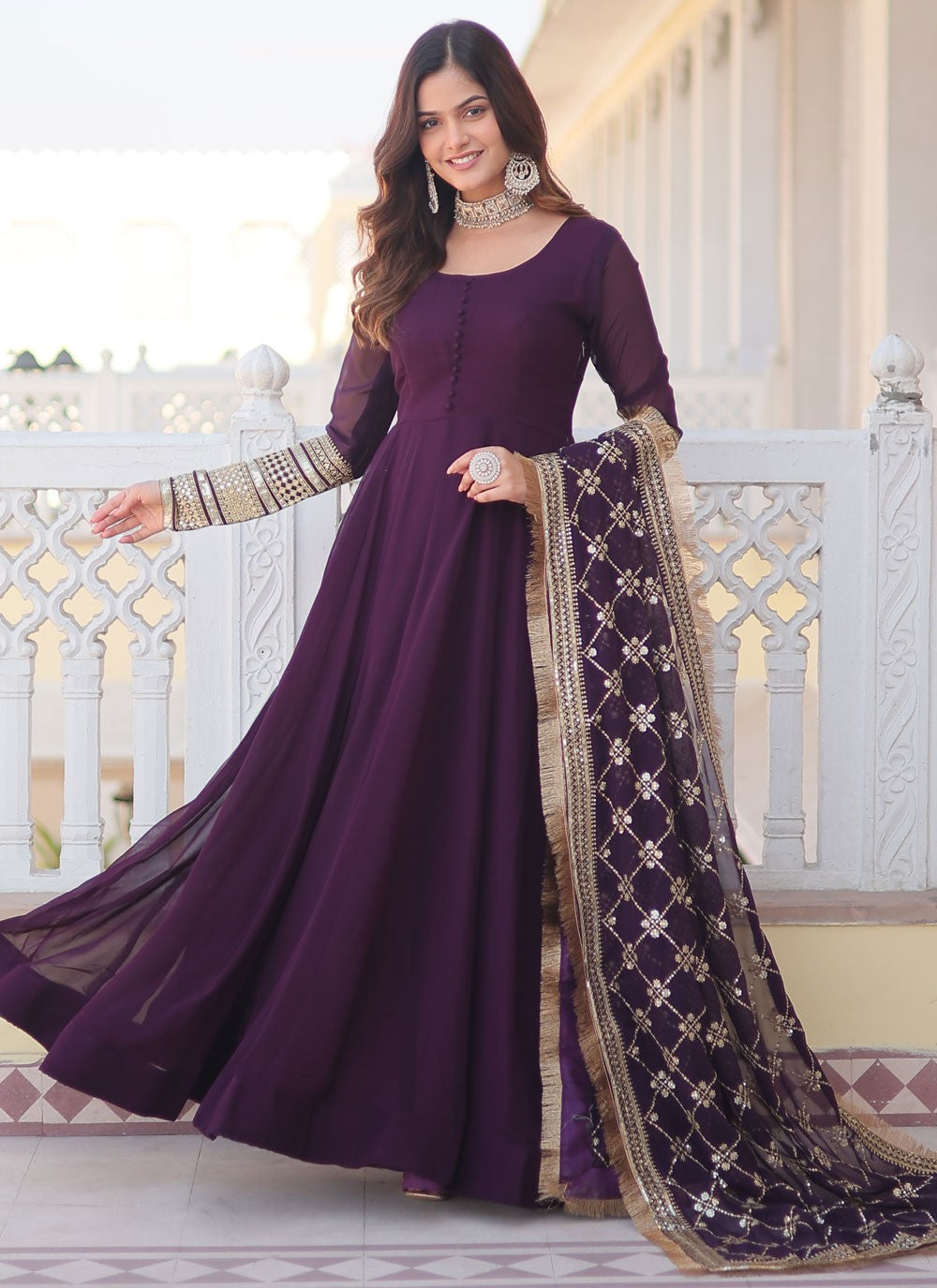 Faux Georgette Gown - G1258
