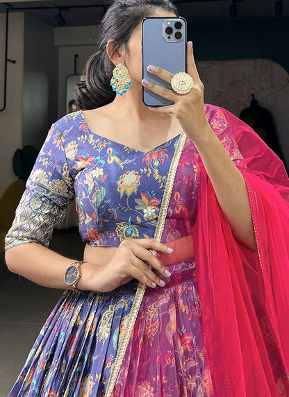 Digital Print Chinon A - Line Lehenga - L2943