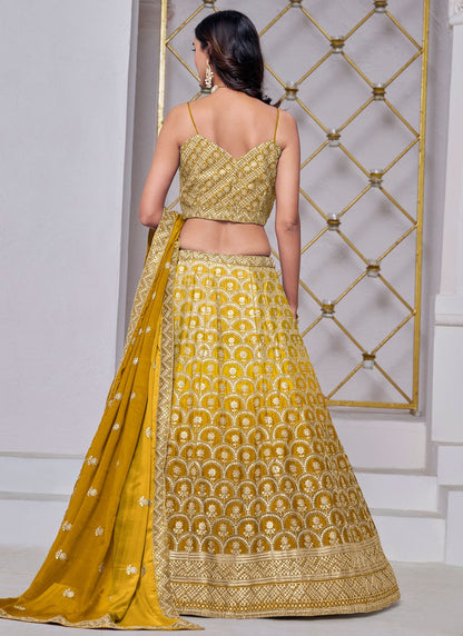 Embroidered Chinon A - Line Lehenga - L2884
