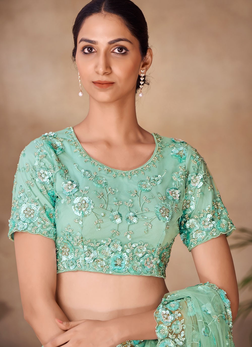 Classic Sequins Net Saree - S6568