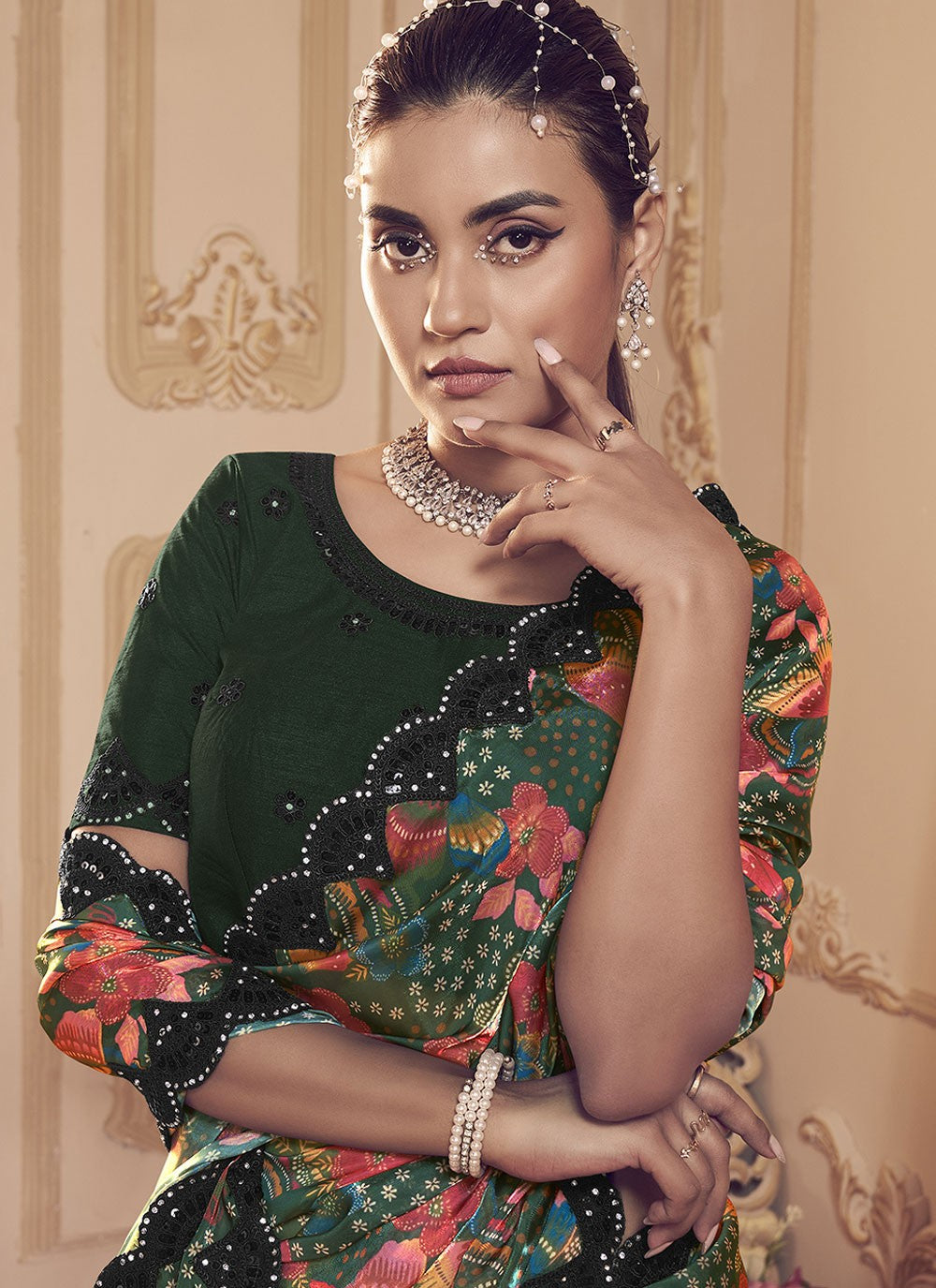 Classic Printed Fancy Fabric Saree - S6360