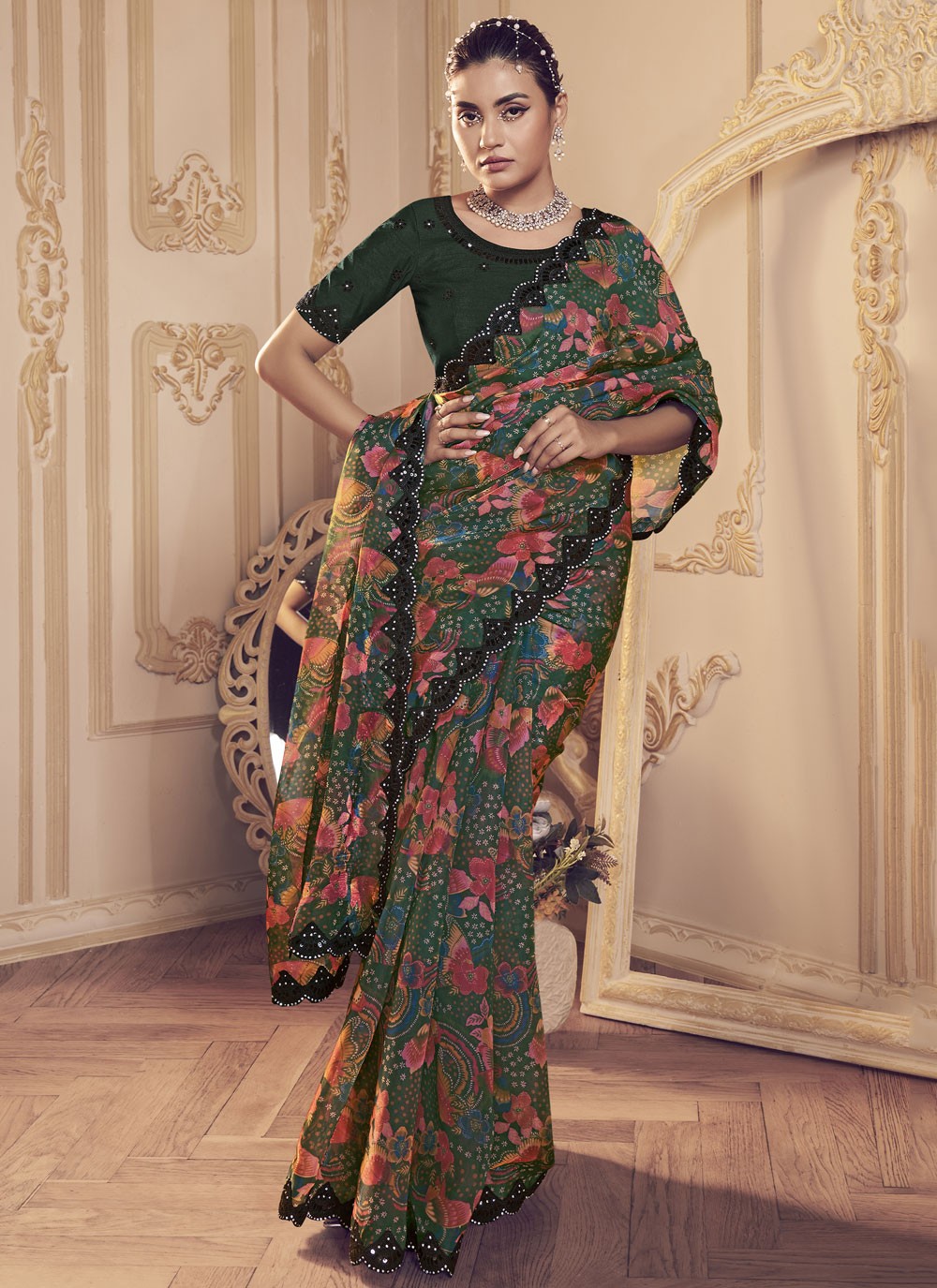 Classic Printed Fancy Fabric Saree - S6360