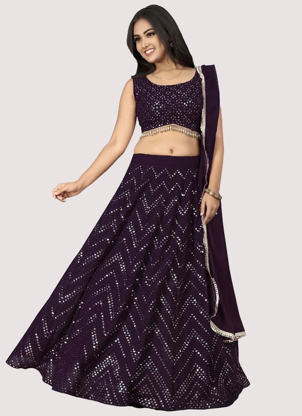 Embroidered Georgette A - Line Lehenga - L2529