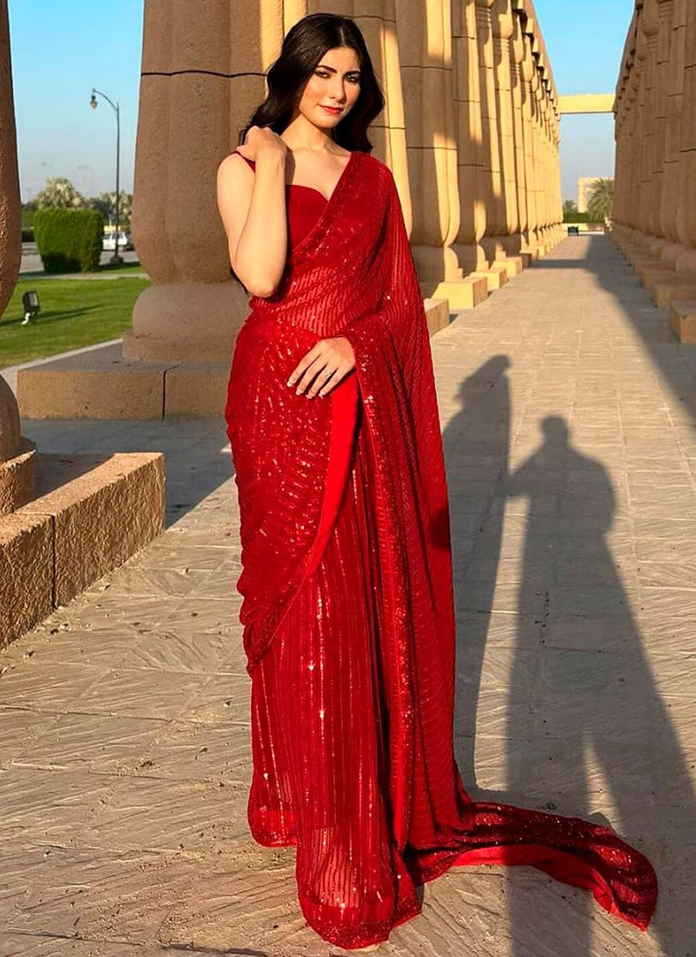 Trendy Sequins Georgette Saree - S4523