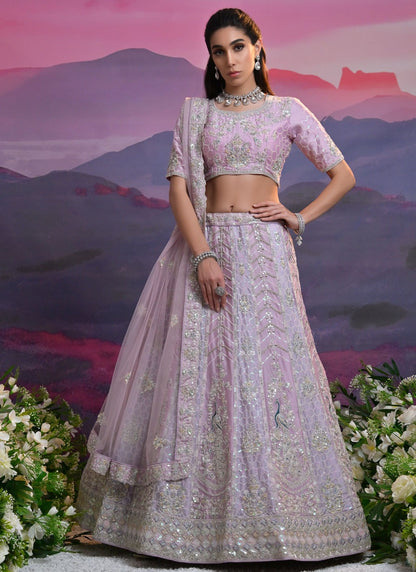 Diamond Georgette Lavender Lehenga Choli L3451