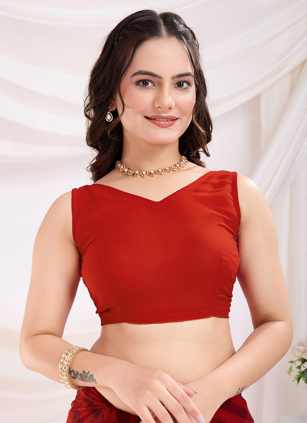 Embroidered Georgette Maroon Saree S14021
