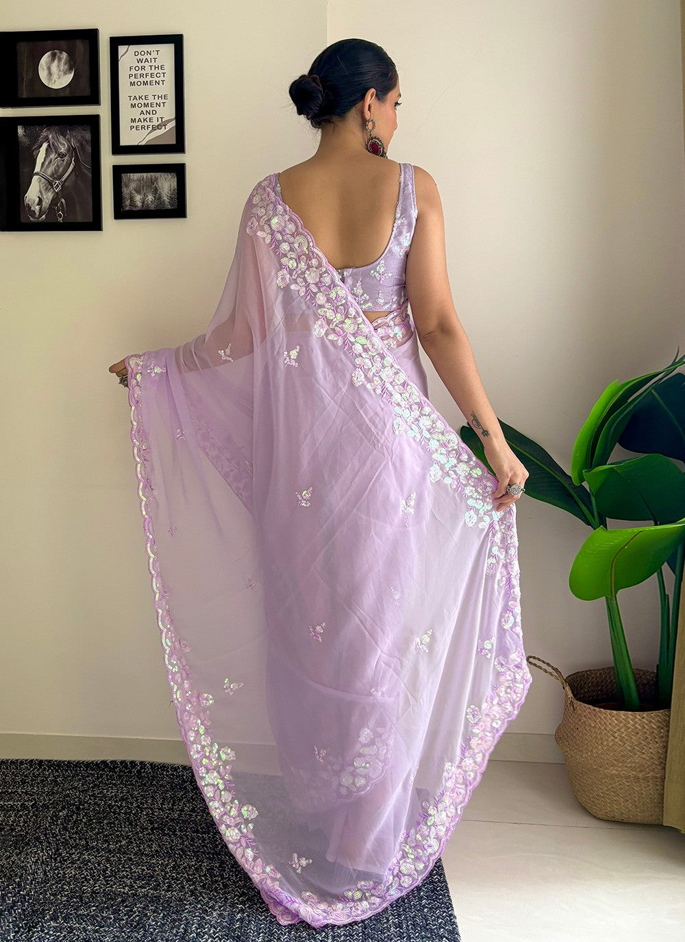 Contemporary Embroidered Georgette Saree - S8020