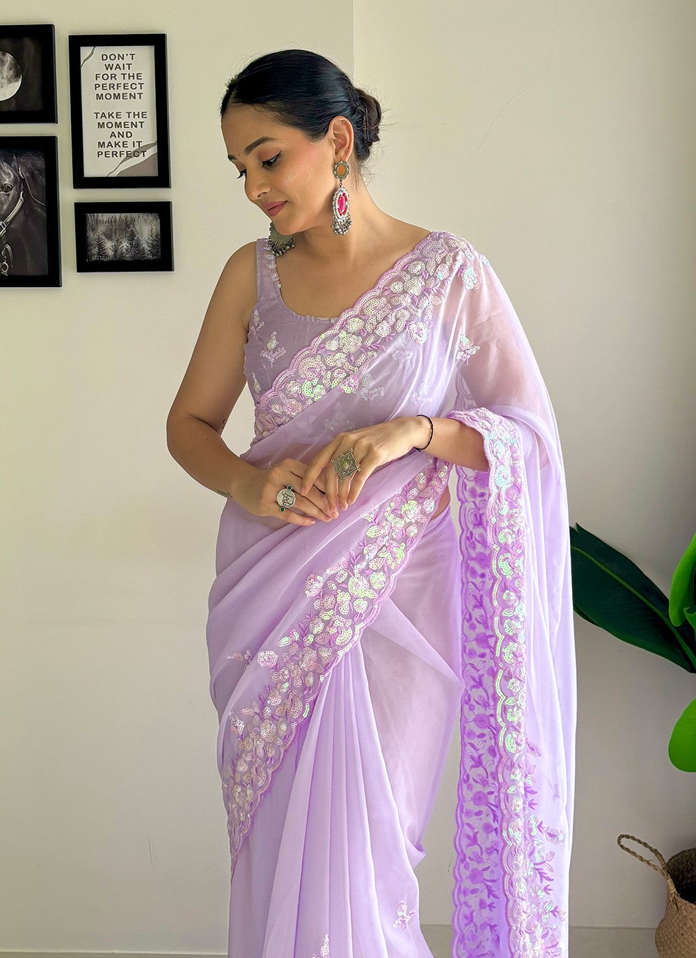 Contemporary Embroidered Georgette Saree - S8020