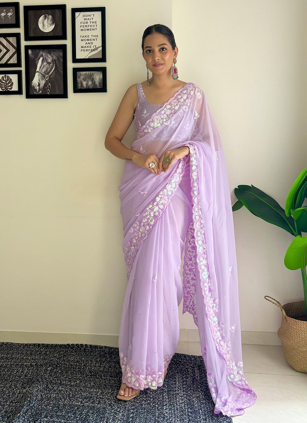 Contemporary Embroidered Georgette Saree - S8020