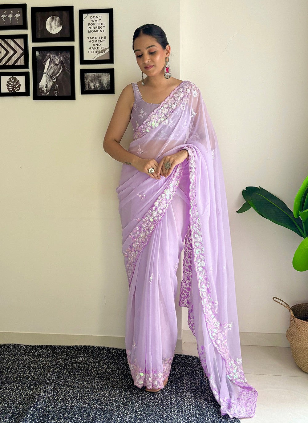 Contemporary Embroidered Georgette Saree - S8020