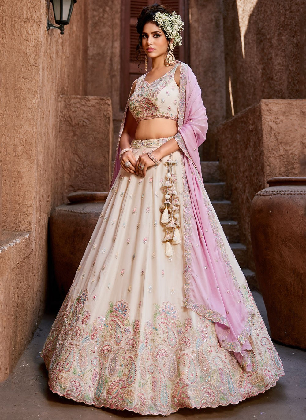 Georgette Engagement, Mehandi & Sangeet, Reception, Wedding A - Line Lehenga L3518