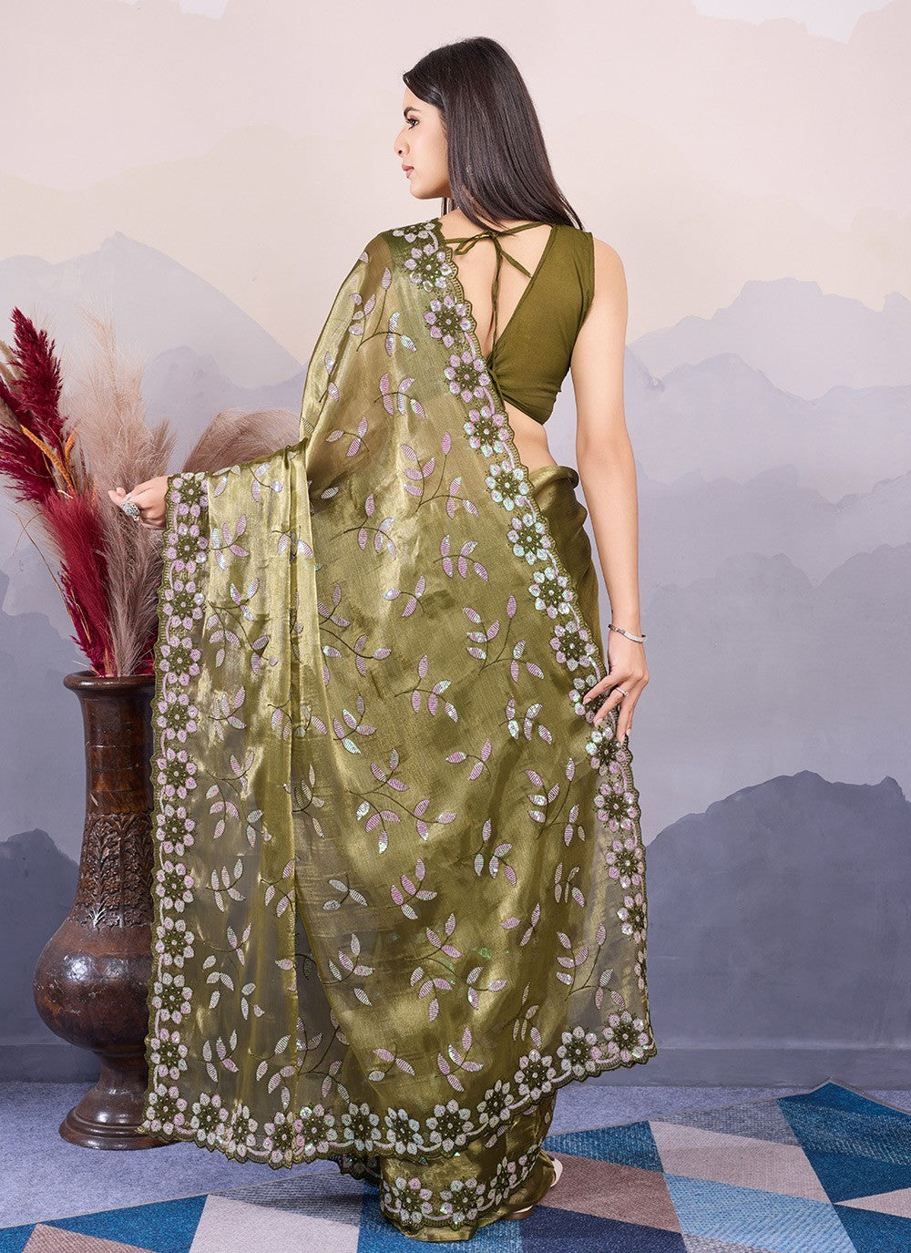 Classic Embroidered Silk Saree - S8532