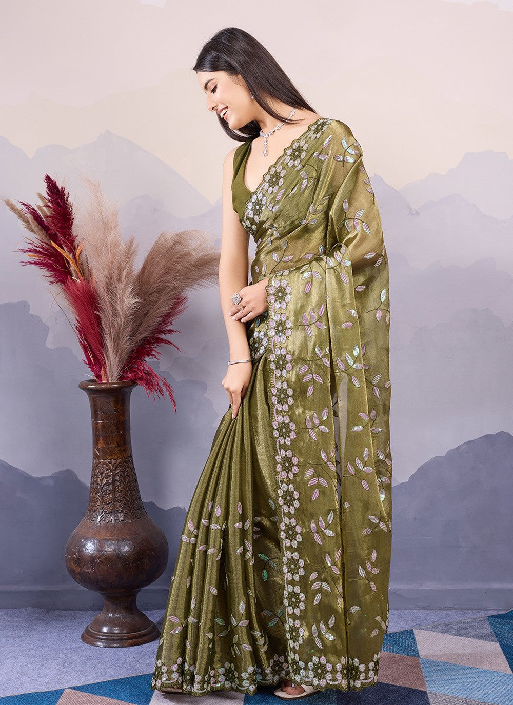 Classic Embroidered Silk Saree - S8532
